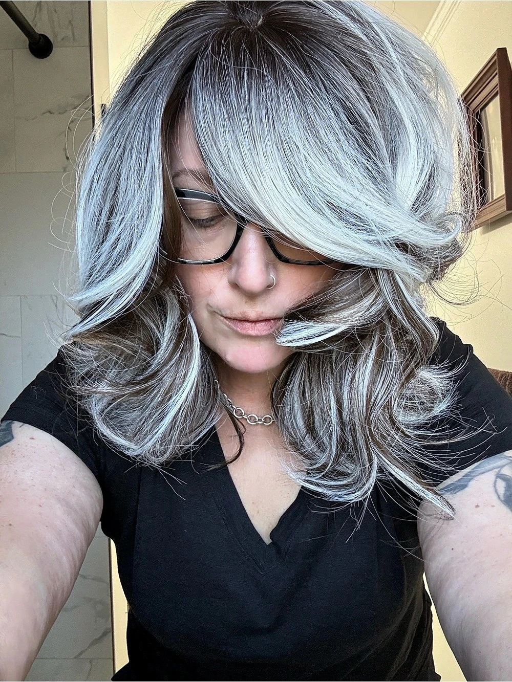 Cruella Layered Gray & Black Wig New